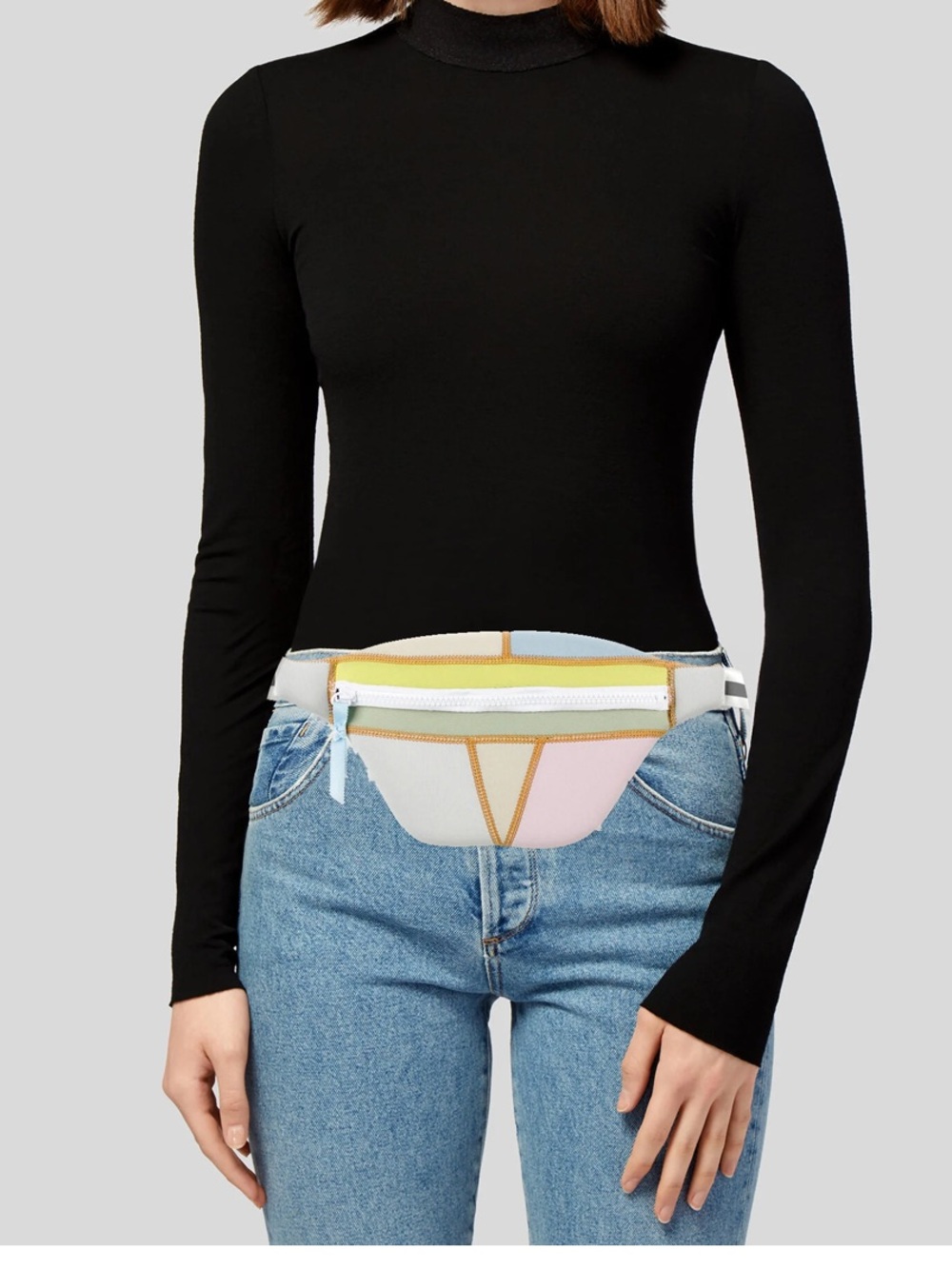 Cynthia Rowley Pastel Colorblock Neoprene Waist Pouch with White Zipper